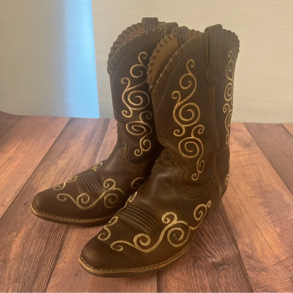 Ariat Kids‎ 2 Brown Leather Boots With Embroidered Design